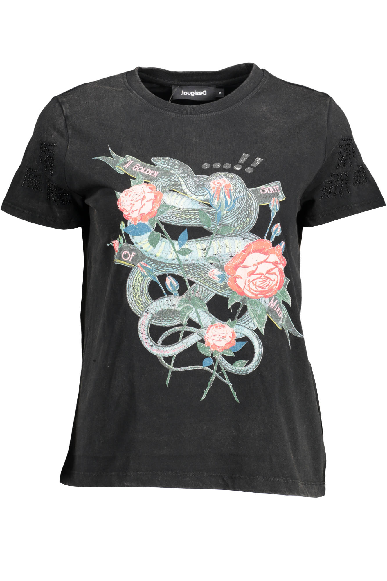 DESIGUAL T-SHIRT MANICHE CORTE DONNA NERO