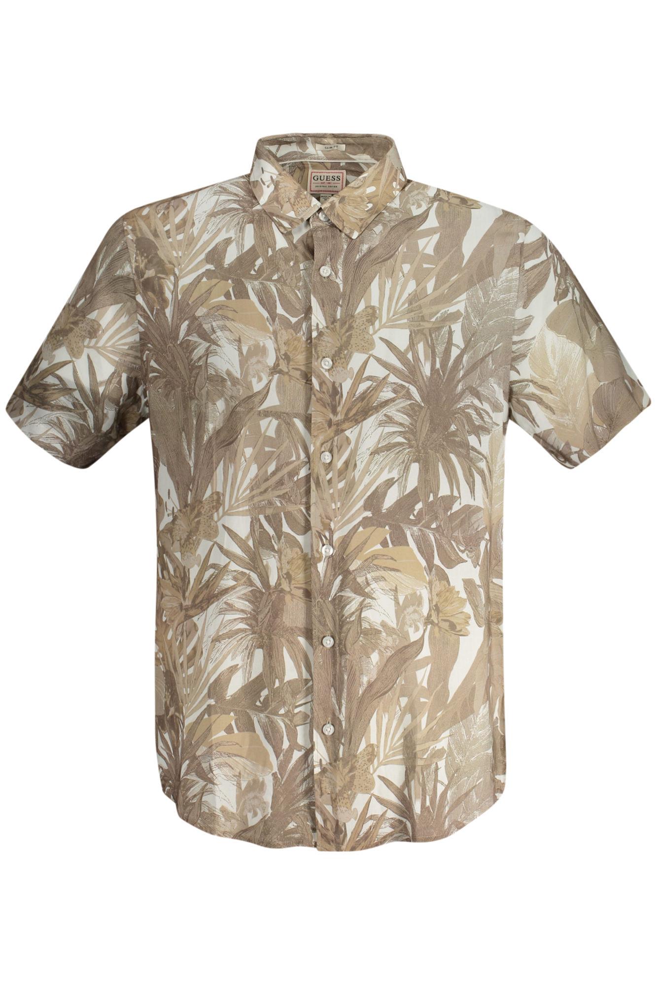 GUESS JEANS CAMICIA MANICHE CORTE UOMO BEIGE