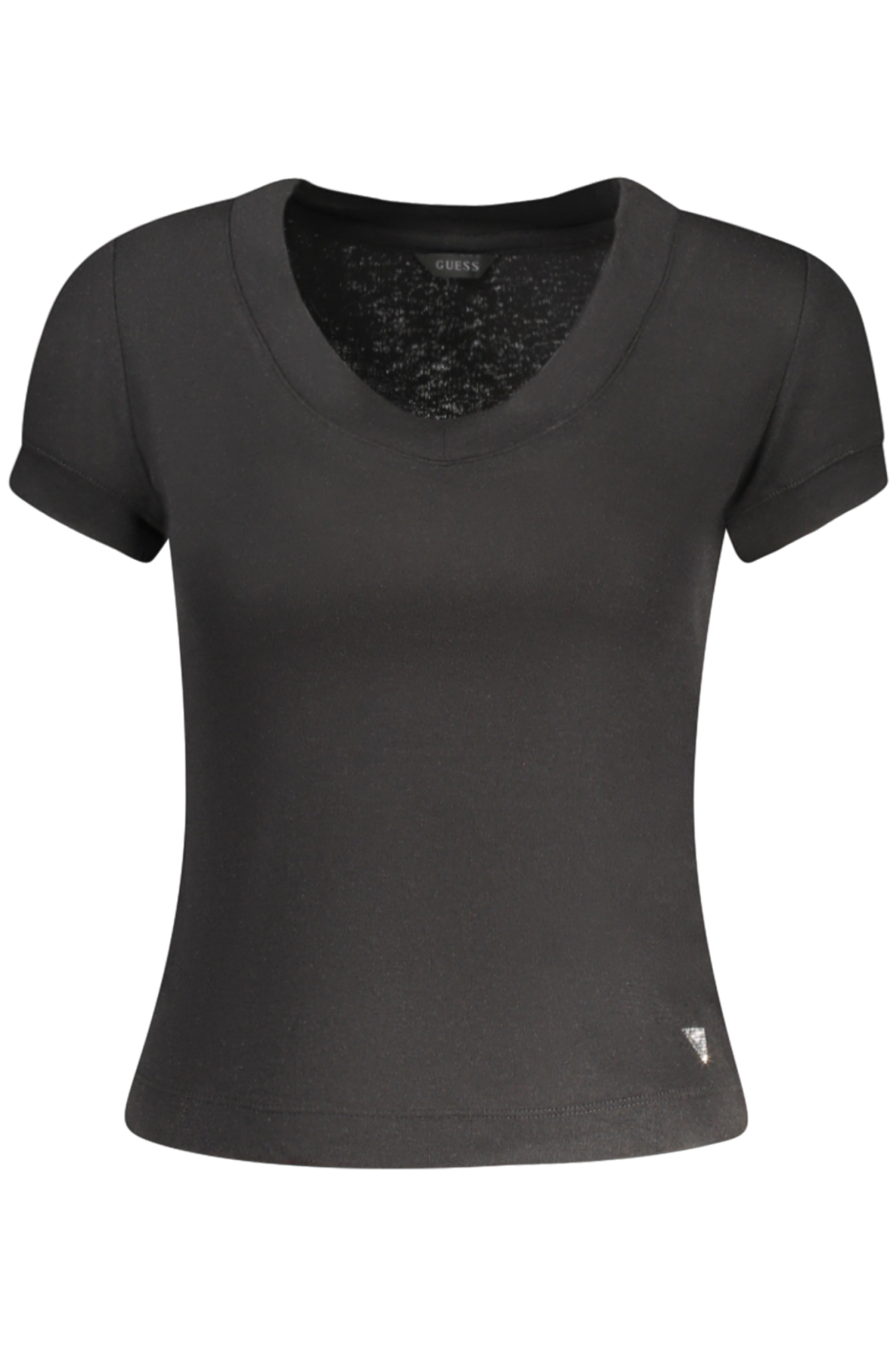 GUESS JEANS T-SHIRT MANICHE CORTE DONNA NERO