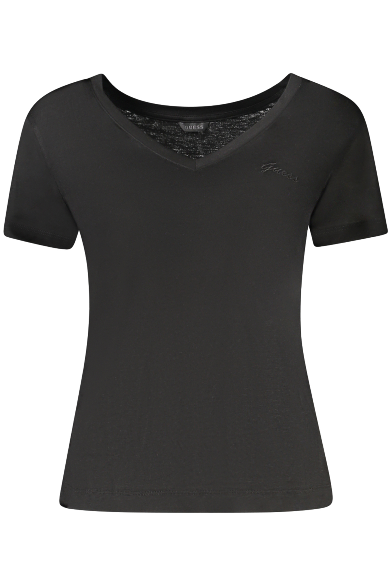GUESS JEANS T-SHIRT MANICHE CORTE DONNA NERO