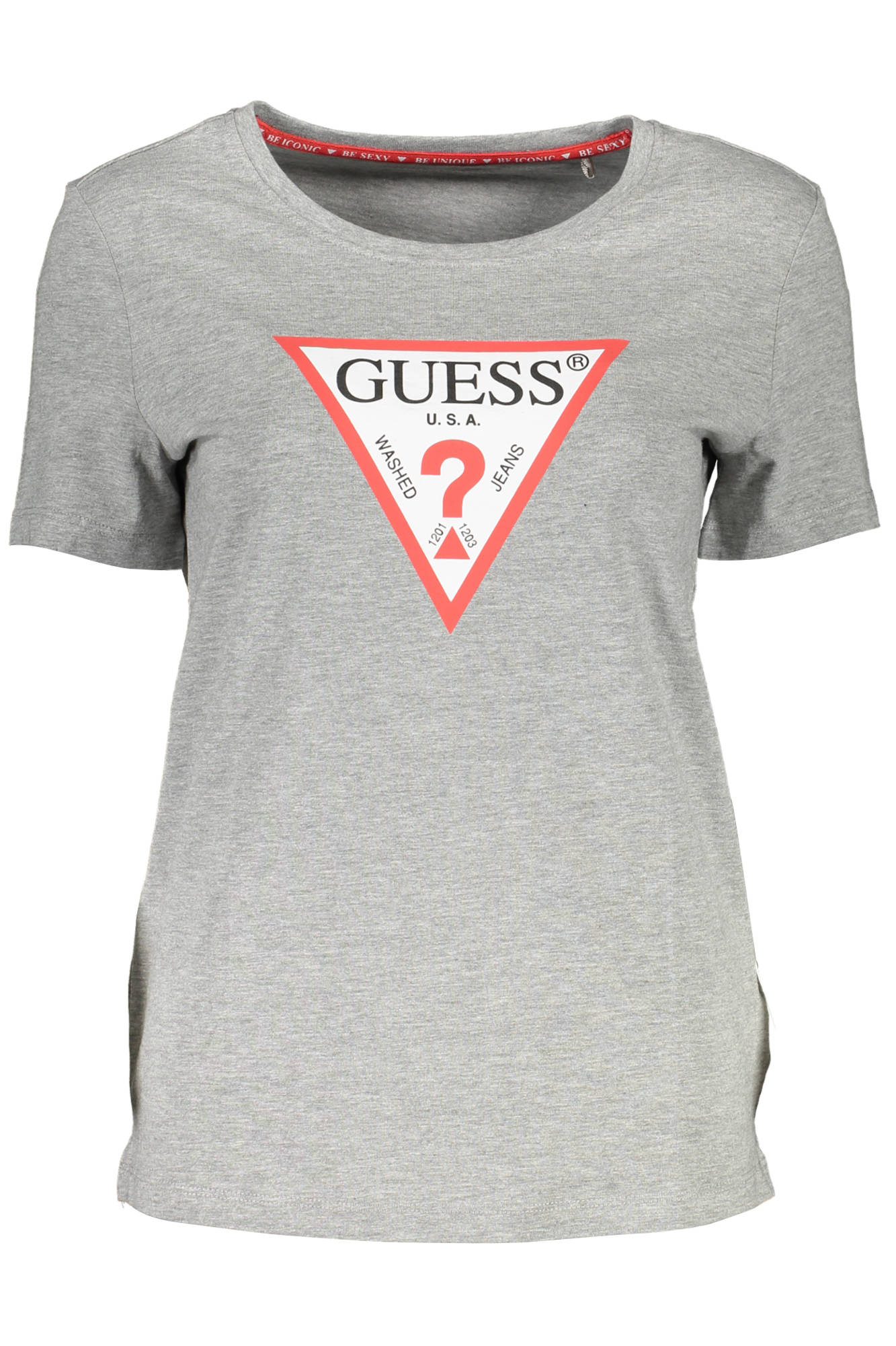 GUESS JEANS T-SHIRT MANICHE CORTE DONNA GRIGIO